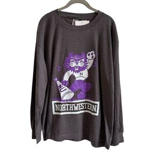 Northwestern Wildcats Men’s Large NWT Long-Sleeve T-shirt Retro Mascot Graphic
